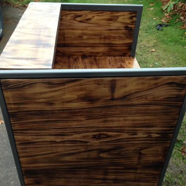 Custom Made Torched Poplar And Steel Reception Desk