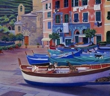 Custom Made Vernazza Piazza (Italy) Painting - Fine Art Print On Paper (14