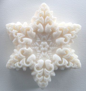 Custom Made Snowflake Soap - Peppermint Vanilla Scent - Detailed Elaborate Soap