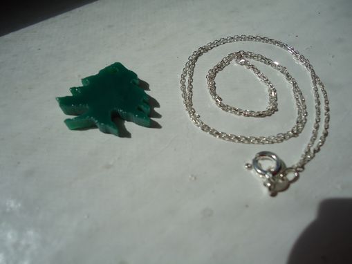 Custom Made Glass Lebanese Cedar Tree Pendant Necklace