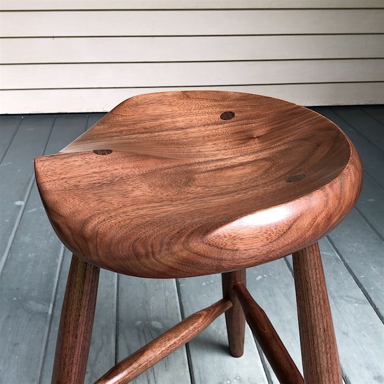 Custom Made Garny Guitar Stool Walnut Tripod Stool Large by GARNY