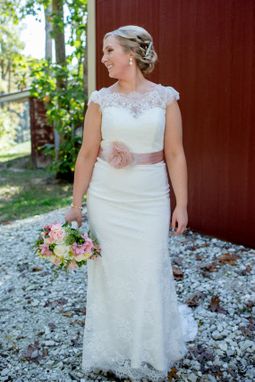 Custom Made Blush Silk Organza Bridal Belt With Rhinestone Accents