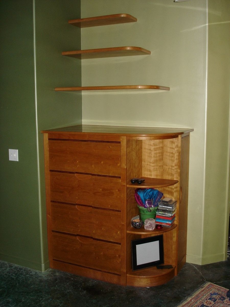 Hand Crafted Floating Cherry Shelves With Cherry File Drawers by Geoff