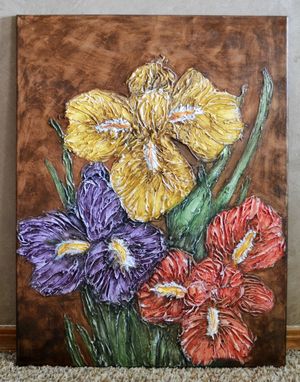 Custom Made 18x24 Original Modern Textured Contemporary Abstract Painting By Alisha "Blooming Iris'"