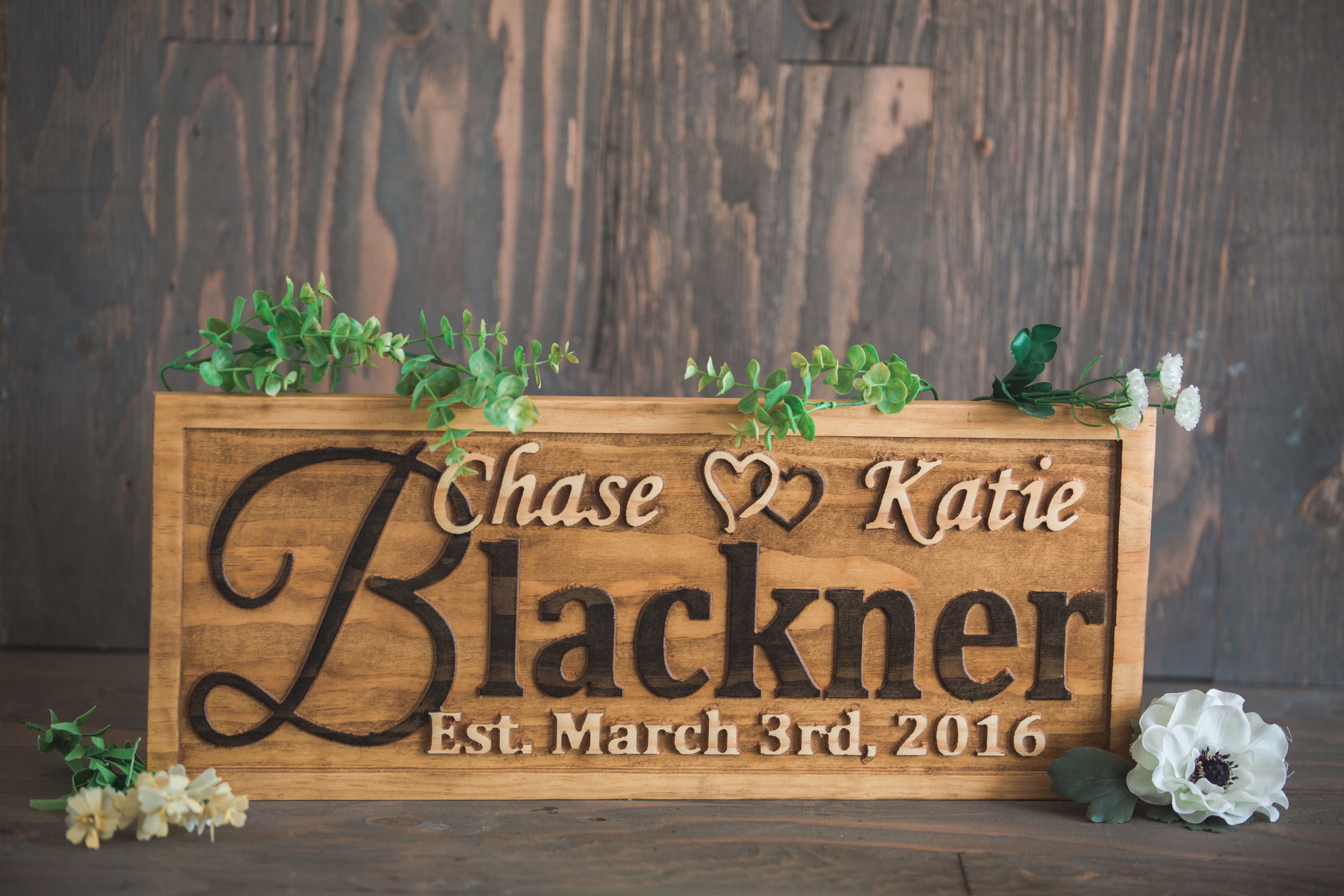 Buy Hand Crafted Personalized Family Name Sign Wedding Gift Custom ...