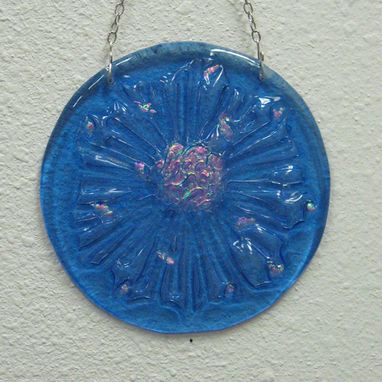 Custom Made Fused Glass Suncatcher With Dichroic Accents