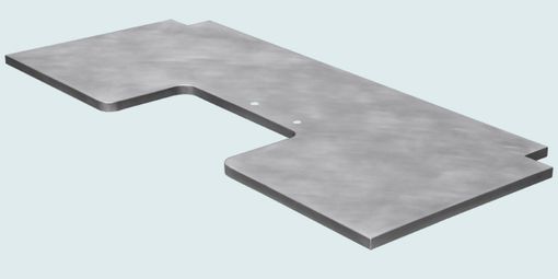Custom Made Zinc Countertop With Sink Opening & Notch Corners