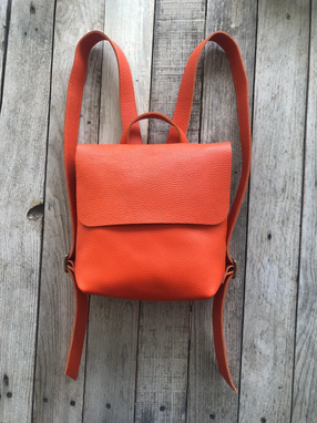 Custom Made Leather Mini Backpack Smooth Full Grain Leather Gift