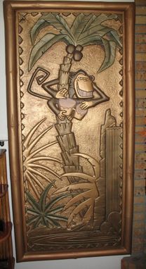 Custom Made Coco Bongo Sculptural Relief Monkey Panel From The Movie "The Mask" Tiki, Tropical Design