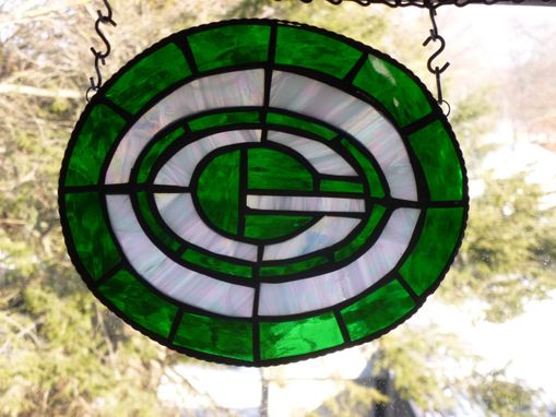 Custom Made Stained Glass Green Bay Packers Inspired Light Catcher