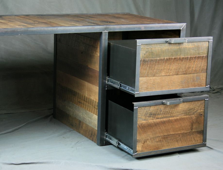 Buy Hand Made Reclaimed Wood Desk With File Drawers. Rustic