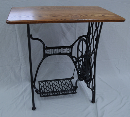 Custom Made Vintage Singer Treadle Sewing Table With Hardwood Top