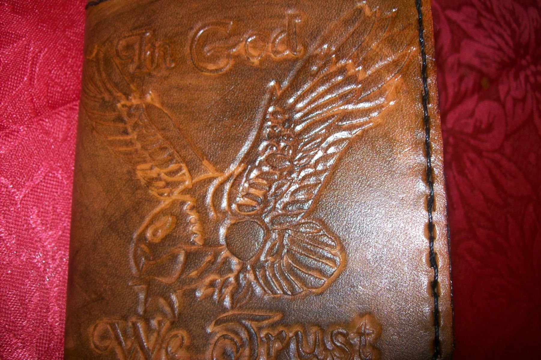 Buy Hand Crafted Custom Leather Deluxe Wallet With Eagle Design, made