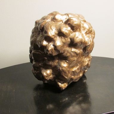 Custom Made The Golden Brain Abstract Ceramic Sculpture With Bronze Finish