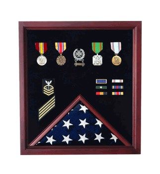 Custom Made Retirement Flag And Badge Display Case