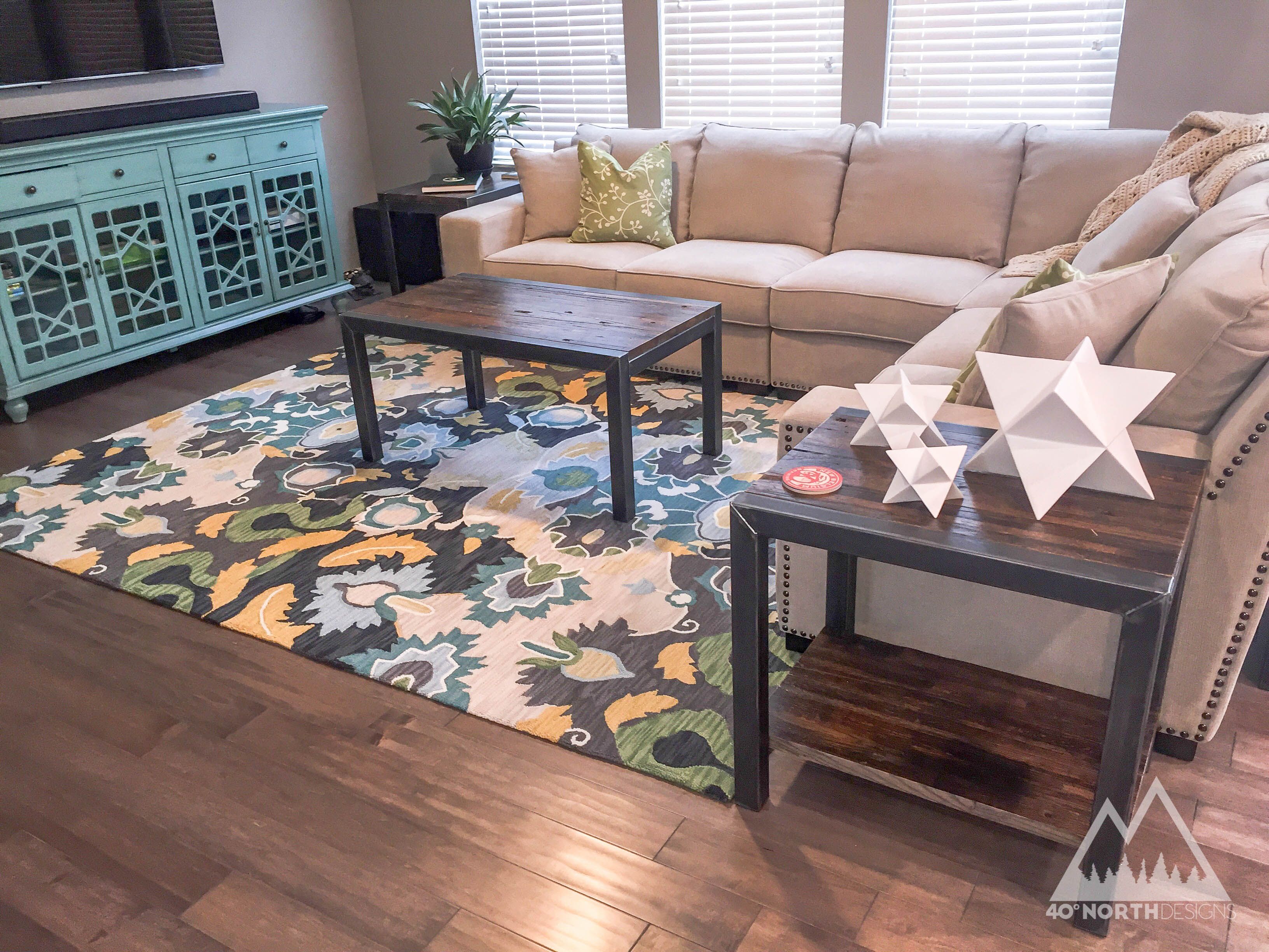 Buy Hand Crafted Modern Rustic Reclaimed Wood + Steel Side Tables, made