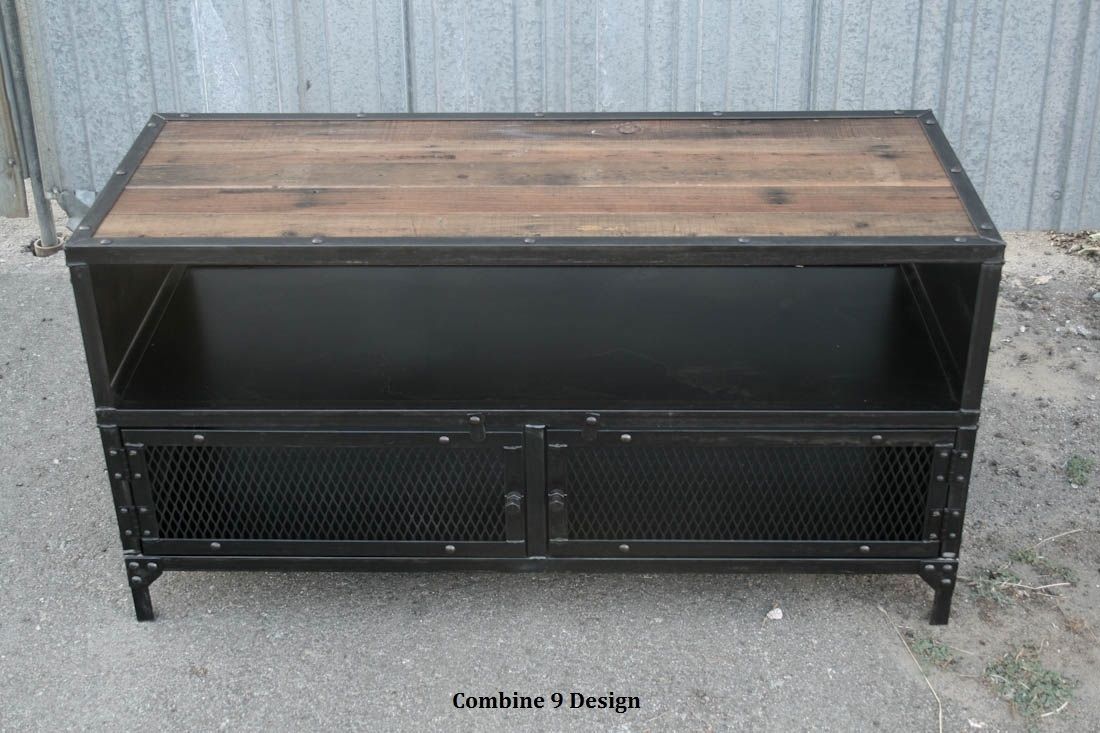 Buy Hand Made Vintage Industrial Tv Stand. Steel & Reclaimed Wood. Mid