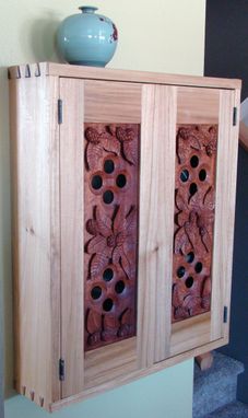 Custom Made Hand Carved Hops Wall Cabinet