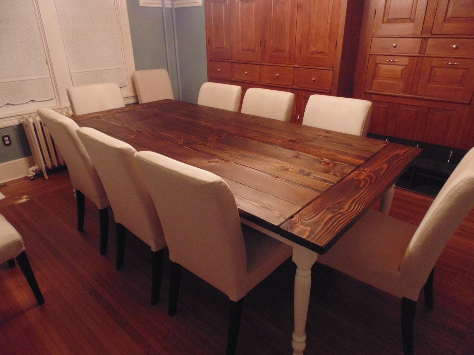 Hand Crafted Reclaimed Wood Farmhouse Table With Beautiful Turned