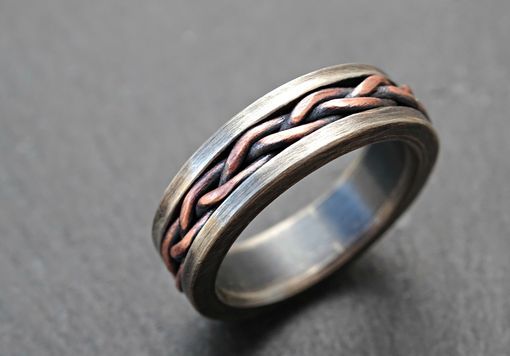 Buy a Hand Crafted Viking Wedding Band, Braided Ring Two Tone, Rustic ...