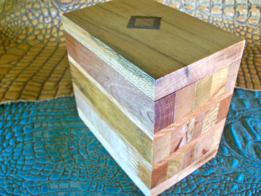 Custom Made Wooden Trinket Box With Diamond-Shaped Inlay