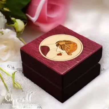 Custom Made Inlaid Engagement Ring Box With Free Engraving And Shipping. Rb-2