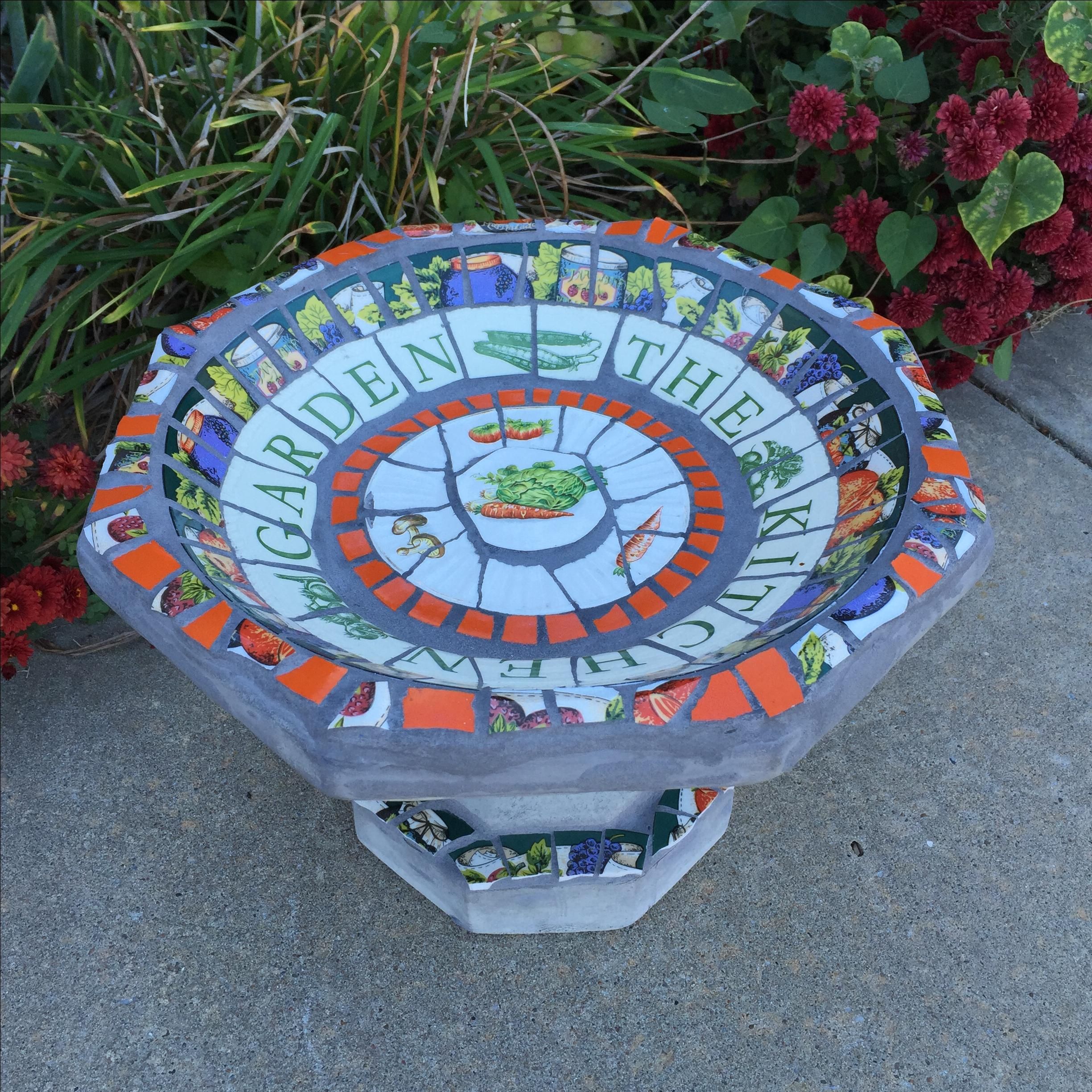Buy Hand Crafted Currently Sold Out Mosaic Concrete Bird Bath Small