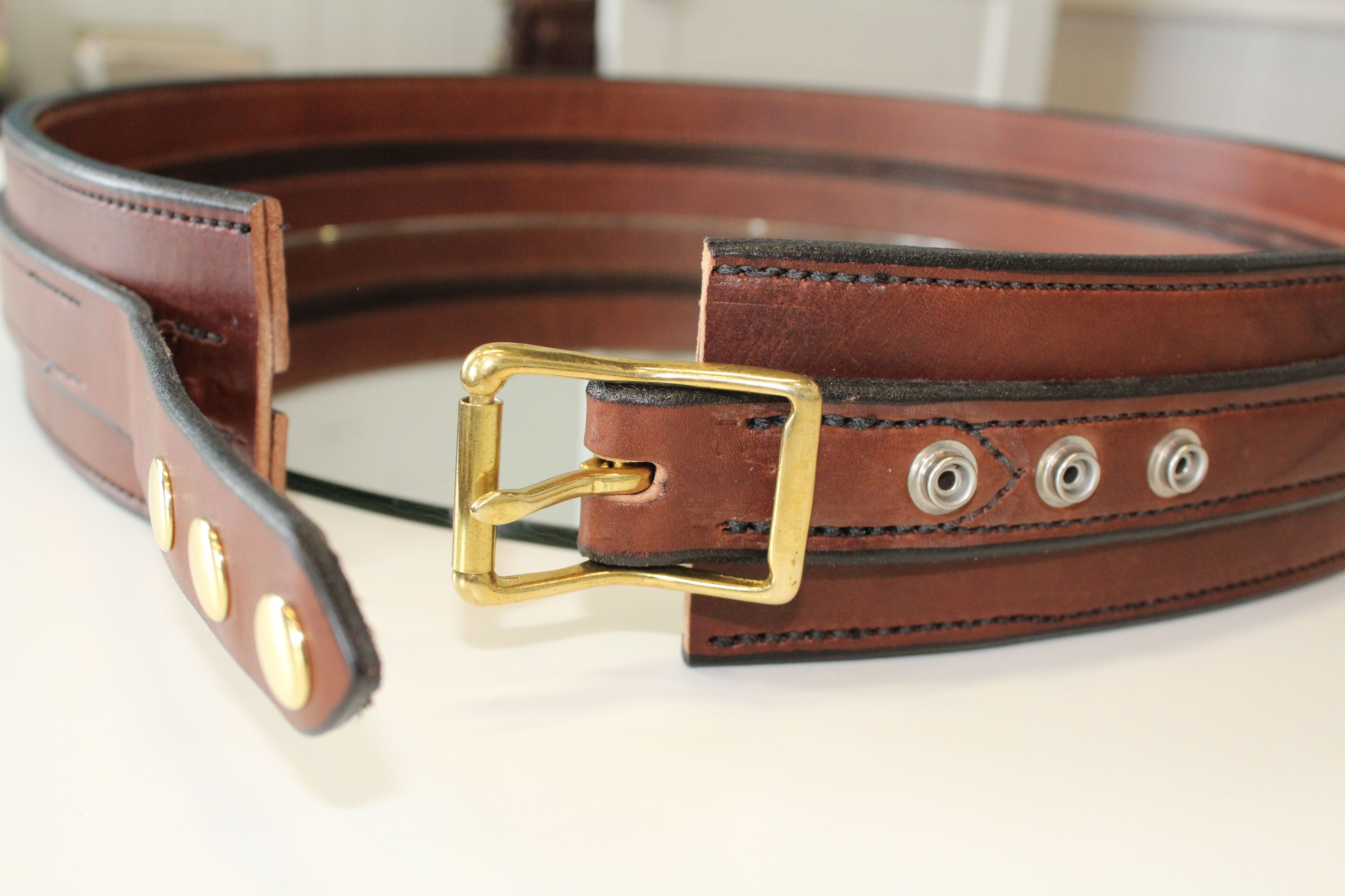 Custom Leather Strap Round Wall Mirror by Tennesee Handmade