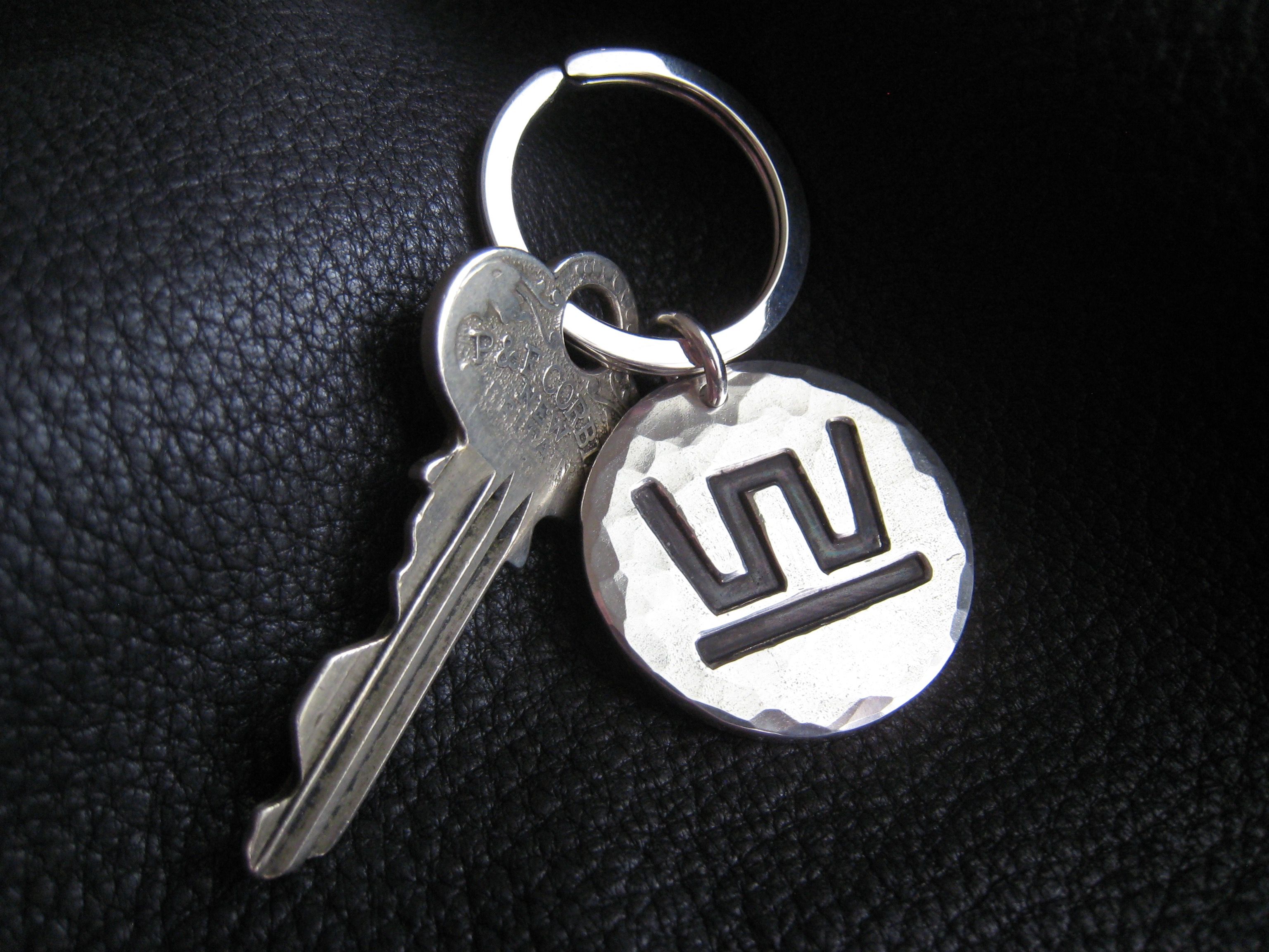 Handmade Sterling Silver Key Chain Key Ring Fob With Ranch Brand Or