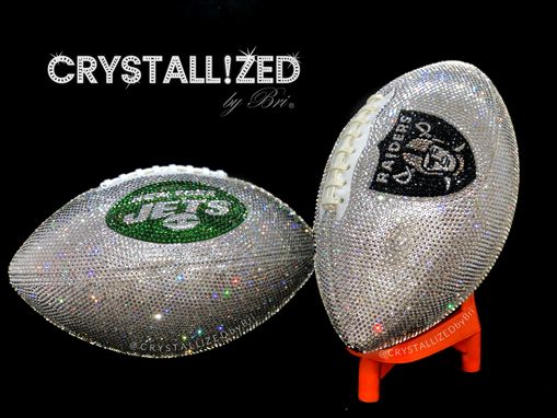 Custom Made Oakland Raiders Crystallized Football Game Size Nfl Bling Genuine European Crystals Bedazzled