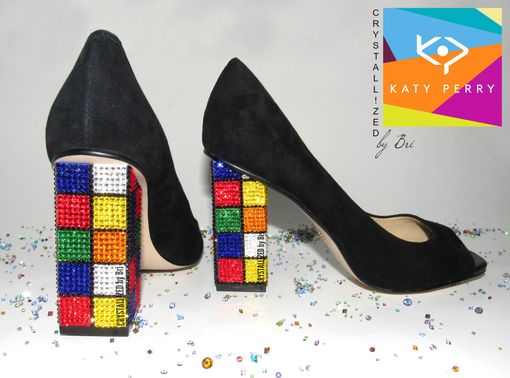 Custom Made Crystallized Katy Perry Rubik's Cube Heels The Caitlin Genuine European Crystals Bedazzled