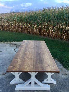 Custom Made Two-Tone Rustic Farmhouse Dining Table