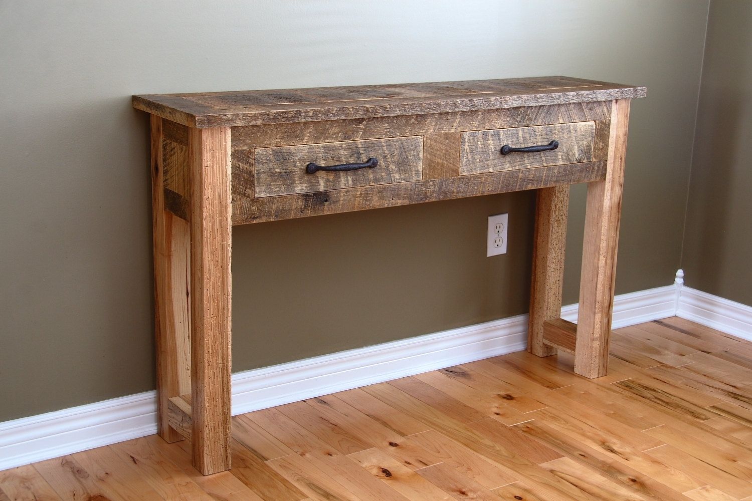 custom reclaimed wood console table by carpentercraig