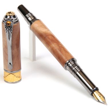 Custom Made Lanier Art Deco Fountain Pen - Maple Burl - Af6w43
