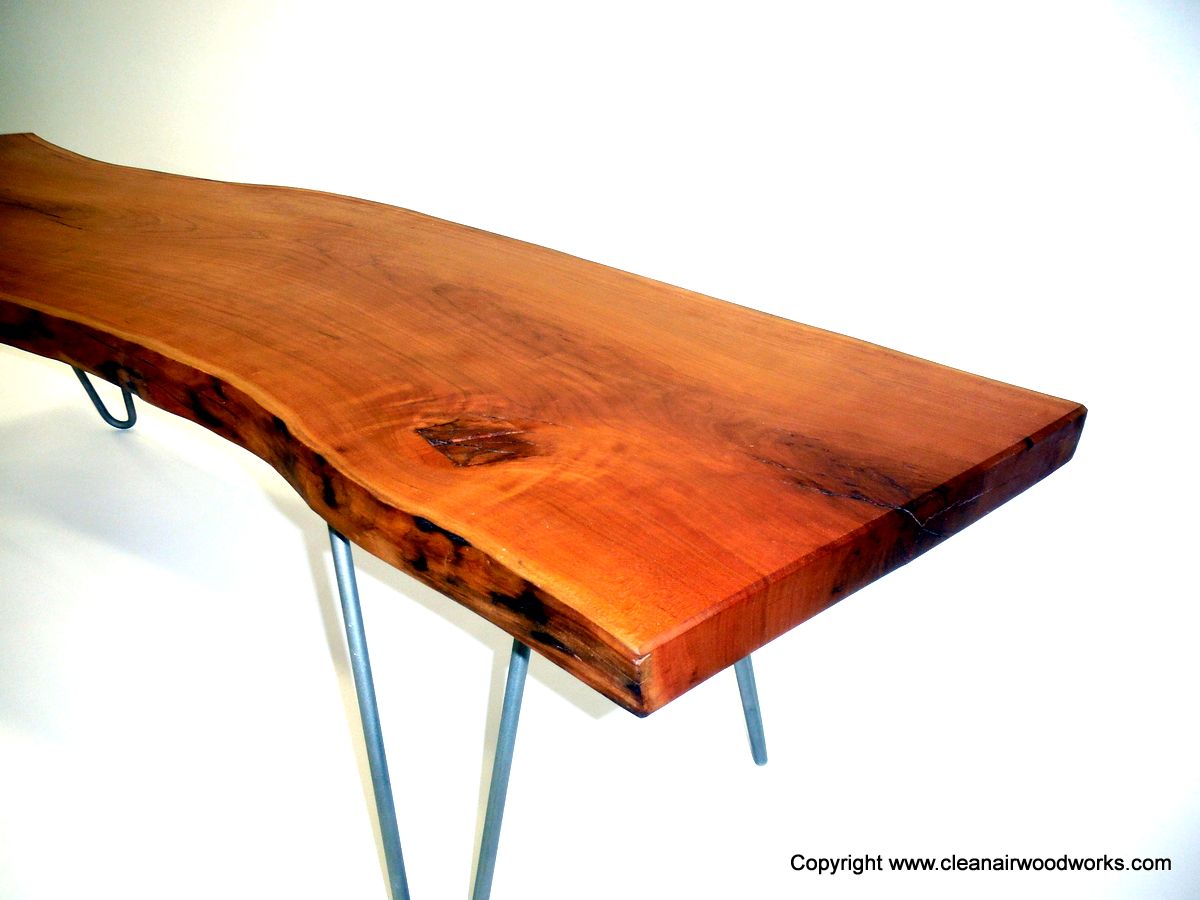 Buy Custom Made Cherry Live Edge Wood Slab Bench With Hairpin Legs