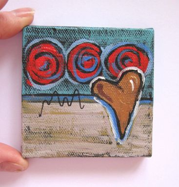 Custom Made Valentine's Miniature Heart Painting Original Acrylic On A Mini Canvas