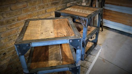 Custom Made Industrial Barn Wood End Tables