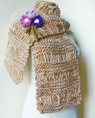 Custom Made The Urban Terrace Scarf And Brooch In Tan / On Sale Now