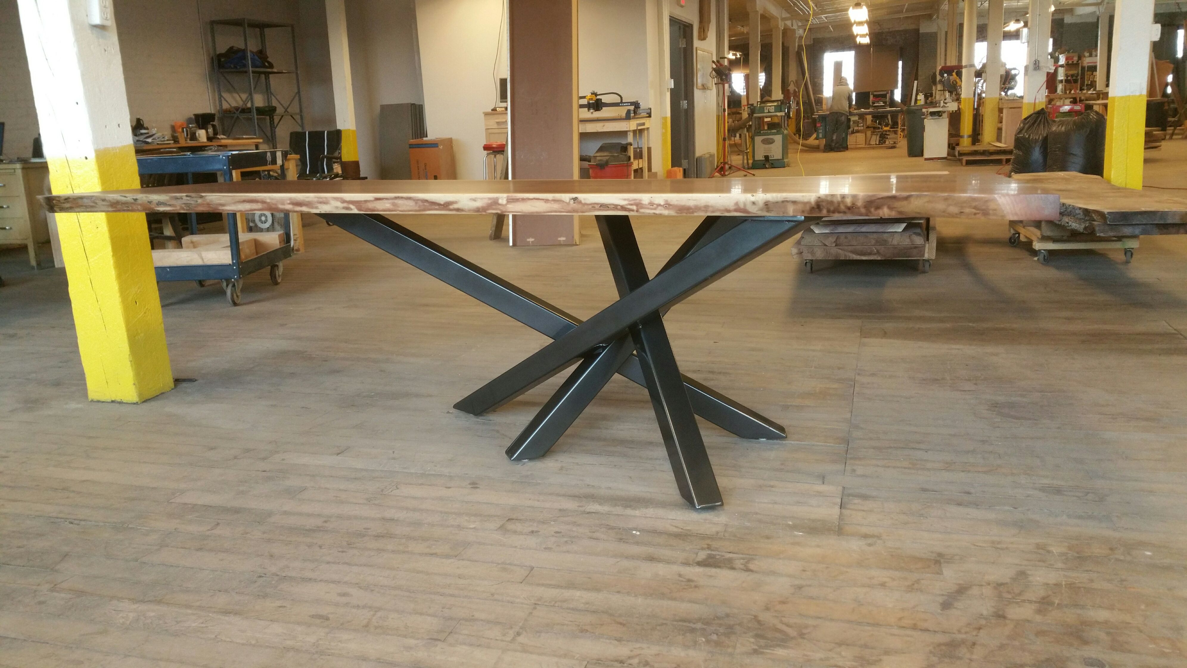 Hand Crafted Walnut Table With Cross Over Base by Donald Mee Designs ...