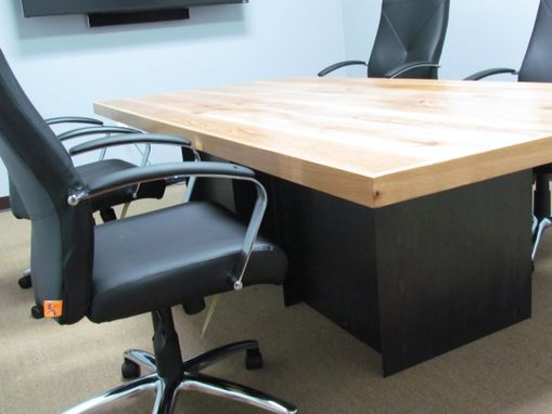 Custom Made White Oak Conference Table With Steel Base