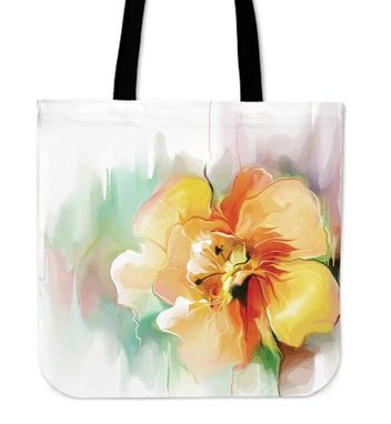 Custom Made Watercolor Flower Tote, Pastel Watercolor Tote Bag, Custom Shopping Bag, Teacher Gift