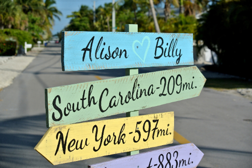 Custom Made Wood Destination Signage Wedding Gift Idea. Directional Arrows Sign Post