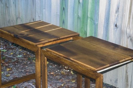 Custom Made Reclaimed White Oak Mid-Century Modern Matching End Tables