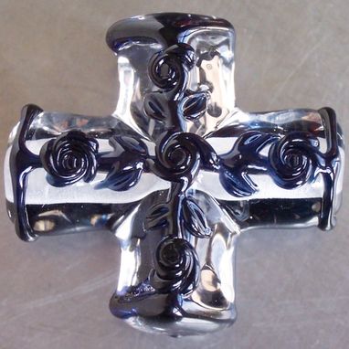 Custom Made Flame Worked Glass Cross Bead Or Pendant