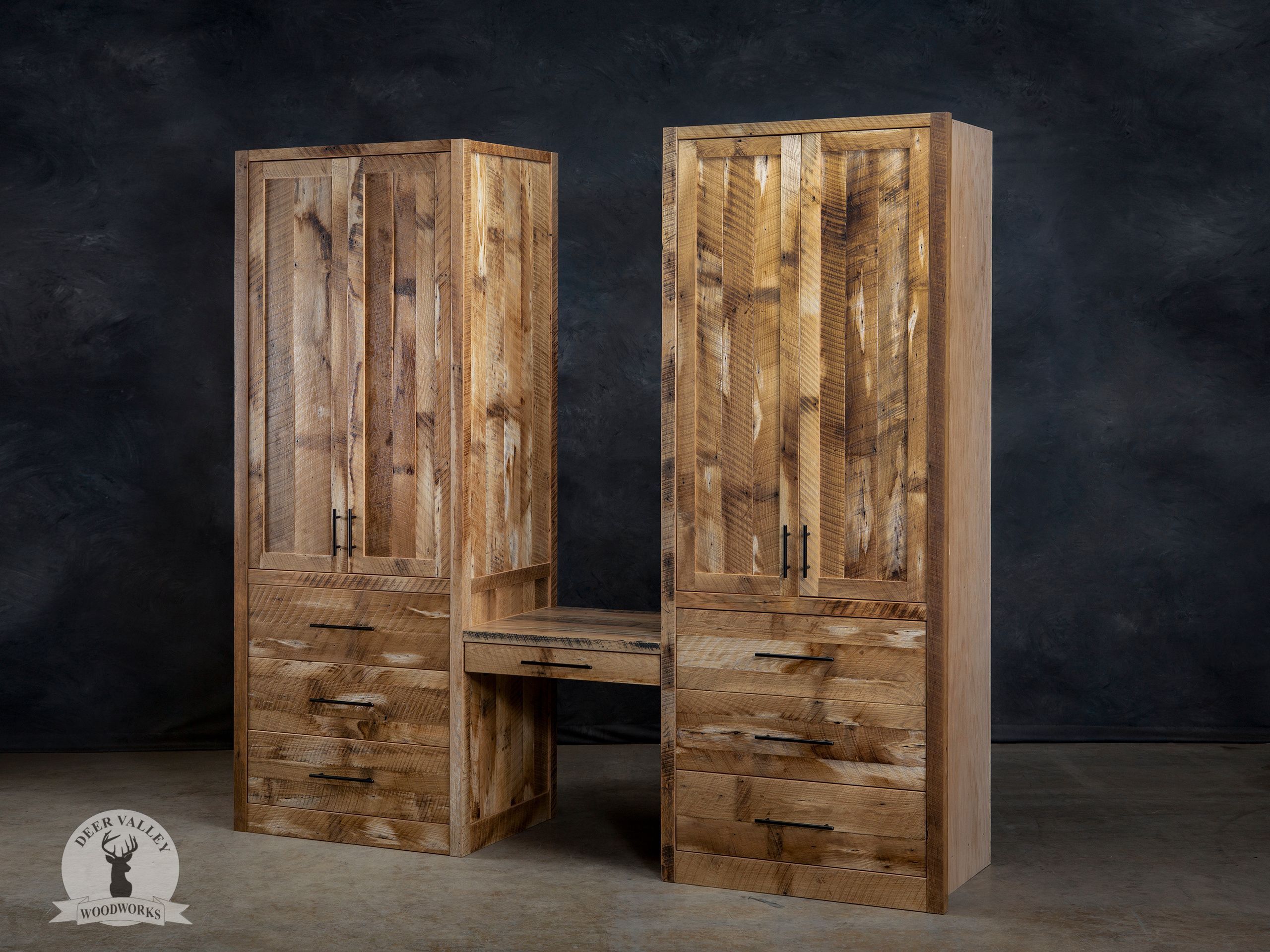 Buy Hand Crafted Barnwood Wardrobe Reclaimed Wood Armoire, made to order from Deer