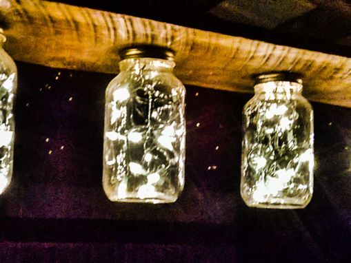 Custom Made Mason Jar Lights On Reclaimed Oak Lumber