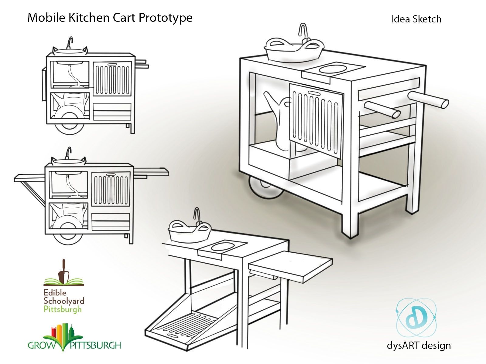 Hand Made Custom Wooden Mobile Kitchen Cart by Dysart Design