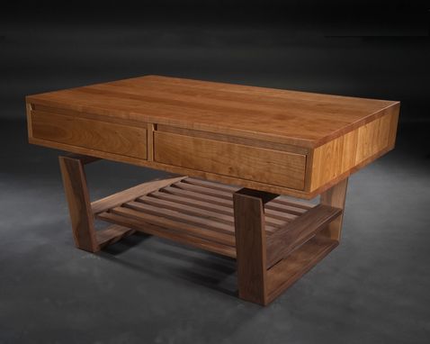 Custom Made Mid Century Modern Styled Coffee Table In Cherry And Walnut