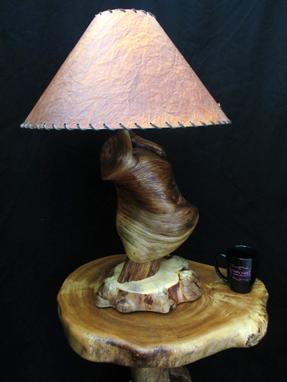 Custom Made Juniper Table Lamp, Log Home Decor