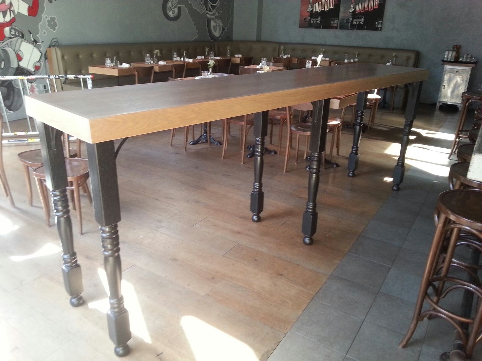 Custom Made Hope Garage, 10' Bar Tables In Brooklyn Ny ( Williamsburg